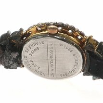 1円スタート 稼働品 FRANKLIN MINT フランクリンミント レディース 腕時計 SV925 SS クォーツ オーバル 石付 2針 ホワイトシェル文字盤_画像9