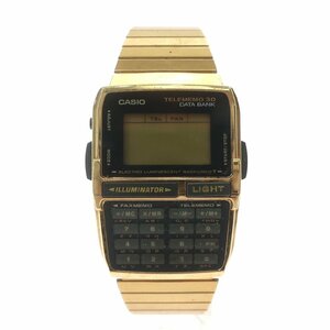 1円スタート CASIO カシオ DATA BANK データバンク DBC-300 TELEMEMO 30 クォーツ デジタル SS ゴールドカラー メンズ 腕時計 動作未確認