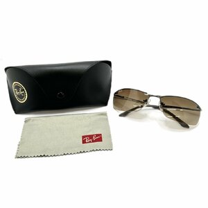 1円スタート Ray-Ban レイバン ハーフリムサングラス RB3183 004/13 メガネ 眼鏡 アイウェア ブラウン系 偏光サングラス ケース付き