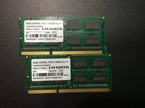 送料込み 16GB (8GB×2枚) ノートPC用メモリ DDR3L PC3-12800 CL11 　中古 ④