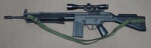 東京マルイ 電動ガン H&K G3 SG/1 部品取り用ジャンク 純正H&Kマウント、マルイ プロスコープ 4x40、スリング付き