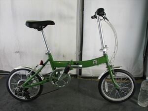 D212★29800円★美品★折りたたみ中古自転車【FIAT　グリーン　16インチ　アルミフレーム 】 入札お待ちしております(*^▽^*)