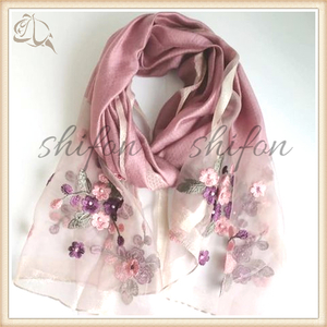  beautiful color Sakura color flower pattern silk wool largish shawl stole purple floral print lady's formal 