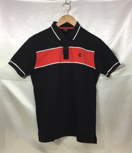 COACH JEANS コーチジーンズ ワンポイント刺繍 半袖 ポロシャツ ゴルフシャツ サイズ：L カラー：ブラック/レッド メンズ