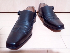 REGAL リーガル サイドモンクストラップ ウィングチップ ブラインドフルブローグ レザーシューズ 革靴 ビジネス 黒 ブラック 日本製 25cm