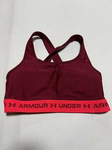 ★美品 UNDER ARMOUR レディース L スポーツブラ トップス えんじ ボルドー ピンク / アンダーアーマー トレーニング フィットネス ジム