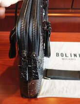 最上級逸品※定価18万◆イタリア・ミラノ発*BOLINI/ボリニ・最上級牛革・クロコダイル*トートバッグ/黒_画像9