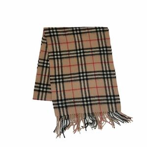 【美品】BURBERRY バーバリー カシミヤ マフラー ストール ベージュ ノバチェック イングランド製 メンズ レディース ユニセックス USED