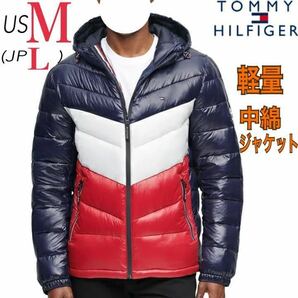 TOMMY HILFIGER トミーヒルフィガー メンズM L フルジップ 中綿ジャケット 軽量 ブルゾン アウター ダウンジャケット ダウンコート 紺 上着