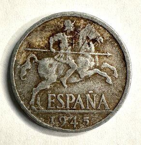 【10センティモス】1945年 スペイン 直径23.0mm 総量1.8g 1枚組 収集家放出品 99