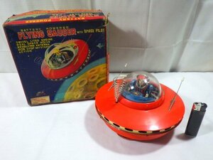 ■369：FLYING SAUCER　電動　ブリキ　ロボット　UFO　作動良行　箱付■