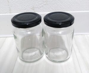保存瓶　ジャム瓶　ガラス　黒蓋付き　2本セット