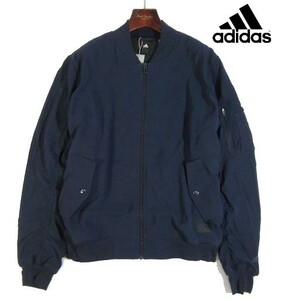 A土01561新品▼ アディダス ジップアップジャケット 【 XL 】 ボンバージャケット フリース裏地 MA-1 ブルゾン adidas ネイビー系