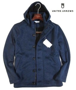 A土01369新品▼ 冬物 ユナイテッドアローズ　フリースニット フーデッドジャケット 【 L 】 UNITED ARROWS フード付き 紺 ネイビー系