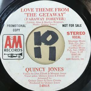 1973年くつろぎのサントラ QUINCY JONES Featuring トゥーツ・シールマン LOVE THEME FROM GETAWAY VOCAL/INST EX+ サム・ペキンパー 