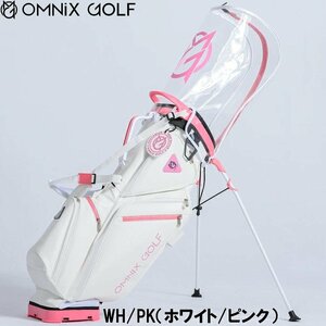 1円★OMNIX オムニクス Tripod CADDIE BAG　トライポッド スタンド キャディバッグ WH/PK（ホワイト/ピンク）フードスケルトン仕様★