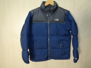 b261◆THE NORTH FACE 600 fill Power ヌプシダウンジャケット◆ザ・ノースフェイス ボーイズ L/G グレー ネイビー ジップインジップ6A