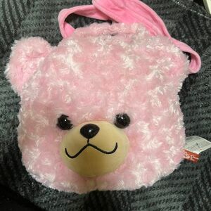 未使用品 お子様向け ChouetteBearフェイスポーチ(チェリー) ぬいぐるみ ピンク クマ もふもふ 斜めがけ可能