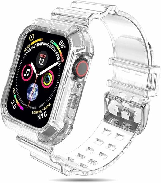 NAKOP iWatch バンド 保護ケース付き 透明 iWatch バンドストラップ 頑丈 