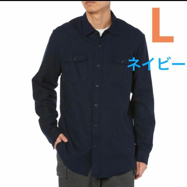 【新品未使用】Lサイズ フランネルシャツ ネルシャツ メンズ ネイビー