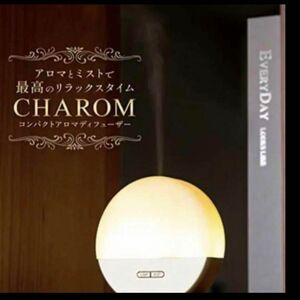 【加湿器】CHAROM コンパクトアロマディフューザー 卓上 70ml ライト付 小型 卓上 ミスト アロマオイル 