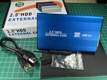 新品良品即決■送料無料■動作確認済！ 2.5インチHDD/SSDアルミケース ブルーUSB2.0 外付け HDD接続9.5mm/7mm厚両対応ポータブルUSB SATA_画像6