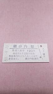 国鉄　釧網本線　磯分内駅　120円入場券