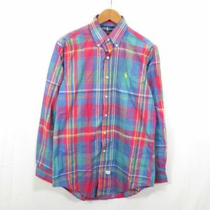 90s RALPH LAURE マドラスチェック ボタンダウン シャツ sizeM/ラルフローレン 0101