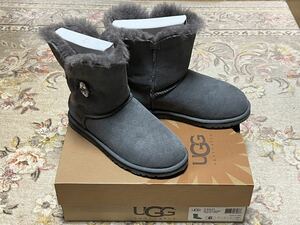 ☆UGG アグー☆ショートブーツ☆ベイリーボタンブリング☆スワロフスキー付☆グレー☆23cm☆中古美品☆