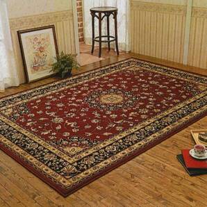 ラグ カーペット 約133×190 レッド 糸内部に汚れが染み込まない 糸密度55万本/1㎡当 ジュータン 土足OK 在庫限り