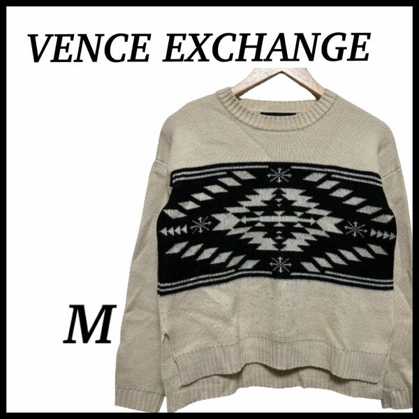 VENCE EXCHANGE ニット ベージュ ノルディック 古着 M クルーネック トップス 長袖