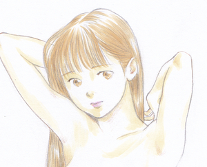 vivi 手描きイラスト「Venus247」女の子 美少女　美女　美人画　人物画 裸婦 裸身 鉛筆画 直筆 原画 A4サイズ