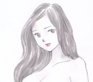 vivi 手描きイラスト「Venus244」女の子 美女　セクシー　ヒール　下着　美人画　人物画 裸婦 裸身 鉛筆画 直筆 原画 A4サイズ
