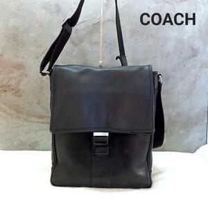 COACH　コーチ　ショルダーバッグ　レザー　斜めがけ　ブラック　黒COACH　D3S-6417　ポケット多い　シンプル　大人　シック　