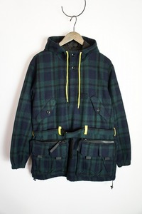 美品19AW HELLRAZORヘルレイザー × DOWN NORTH CAMPダウンノースキャンプ BLACKWATCH M65 PULLOVERJACKET アノラック ジャケット 緑129O▲