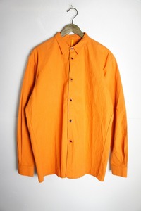 美品 MAN-TLEマントル R4 S1 Regular Shirt バイオウォッシュ加工 ヘビーウェイト 長袖シャツ コットン オレンジ 106O