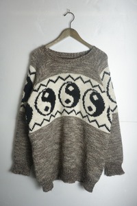 正規 22AW black Weirdos ブラックウィドー ブラックウィドウ Yin-Yang Sweater 陰陽 ニット セーター 22AW-KN01 茶 XL 本物 110O▲