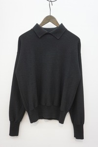 正規 LEMAIRE ルメール DOUBLE COLLAR SWEATER ダブルカラー アルパカ ウール ニット セーター 黒 本物 115O