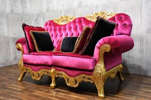 CLC46 cat legs relief ro here form 2 seater . sofa gold ./ Gold pink bell bed cushion attaching Roppongi apis Italian sofa length chair 