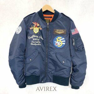 美品 AVIREX アヴィレックス 5th AIR FORCE L-2 フライト ジャケット 6172116 XL ネイビー ワッペン メンズ ミリタリー ブルゾン アウター