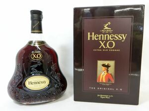 1000円スタート 酒 COGNAC Hennessy THE ORIGINAL X.O クリアボトル 1000ml 40％ コニャック ヘネシー 未開栓 箱付 TMT お酒⑯537