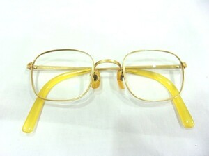 1000円スタート 眼鏡 K18 18金 K18眼鏡 メーカー名記載なし 度入り眼鏡 フルリム 総重量約31.5g テンプル歪み有 12 PP1007