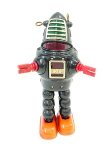 1000円スタート ブリキ ぜんまい おもちゃ プラネットロボット PLANET ROBOT 黒 ブラック 昭和レトロ 当時物 動作確認済み 12 PP30023