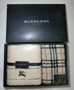 1000円スタート タオル 計2点 Burberry バーバリー フェイスタオル ウォッシュタオル 綿100％ 日本製 ブランド雑貨 箱付 12 QQ①408