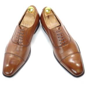 即決 JOHN PEARSE 25.5cm ストレートチップ ジョンピアース メンズ 茶 ブラウン ビジネス 本革 レースアップ 本皮 カジュアル 革靴 紳士靴