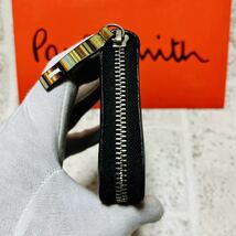 良品 ポールスミス PaulSmith ジップストローグレイン 長財布 ロングウォレット ラウンドファスナー ブラック PSK869 メンズ 8673_画像3