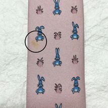 HERMES エルメス　ネクタイ　草原のウサギ　総柄　シルク100% フランス製　ピンク_画像7