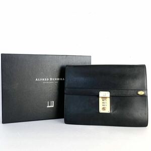 dunhill ダンヒル　クラッチバッグ　セカンドバッグ レザー　ダイヤルロック　ロゴ　ブラック　ゴールド金具　箱付き