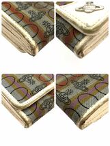 Vivienne Westwood ヴィヴィアンウエストウッド　折り財布　シルバーオーブ　ストライプ×オーブ総柄　キャンバス×レザー_画像5