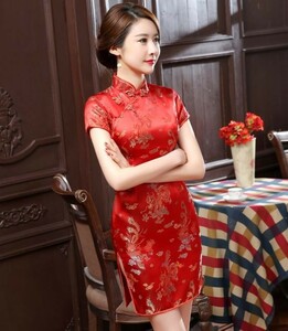 3319 China dress red S